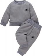 newborn unisex fall winter sweatsuit set - crewneck pullover top & pant outfit for baby boy girl logo