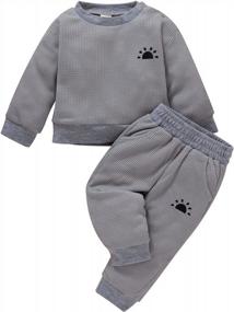 img 4 attached to Newborn Unisex Fall Winter Sweatsuit Set - Crewneck Pullover Top & Pant Outfit For Baby Boy Girl