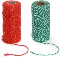 ewparts 2 roll twine, red gold wire&green cotton bakers twine 🎁 string 100m/328feet each roll - perfect for gift wrapping, diy arts crafts (2mm) логотип