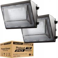 outdoor wall pack lights - 2 pack of super bright 70w led fixtures with dusk to dawn photocell, 5000k daylight and ip65 waterproof rating for enhanced security lighting, providing 10500lm logo