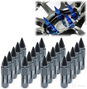 img 4 attached to 🔩 EzAuto Wrap Gunmetal Spiked Lug Nuts 20 PCS M12x1.25 - Extended Tuner Aluminum Wheels Rims Cap WN03