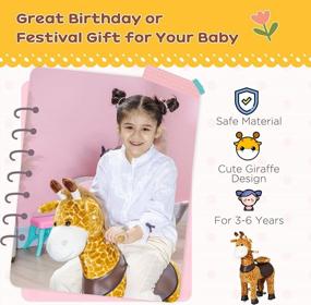 img 1 attached to Giraffe Plush Ride-On Rocking Horse Toy For Babies And Toddlers, Soft And Interactive Zoo Animal Stuffed Toy For Boys And Girls, Perfect Giraffe Gift For Kids
