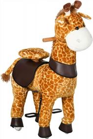 img 4 attached to Giraffe Plush Ride-On Rocking Horse Toy For Babies And Toddlers, Soft And Interactive Zoo Animal Stuffed Toy For Boys And Girls, Perfect Giraffe Gift For Kids