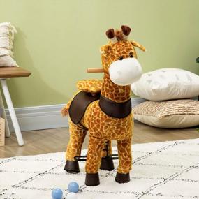img 3 attached to Giraffe Plush Ride-On Rocking Horse Toy For Babies And Toddlers, Soft And Interactive Zoo Animal Stuffed Toy For Boys And Girls, Perfect Giraffe Gift For Kids