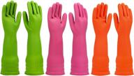 🧤 reusable rubber dishwashing gloves: 3 pairs for kitchen cleaning, long-lasting & durable household gloves logo
