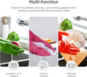 img 3 attached to 🧤 Reusable Rubber Dishwashing Gloves: 3 Pairs for Kitchen Cleaning, Long-lasting & Durable Household Gloves