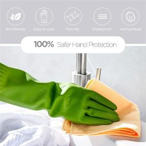 img 2 attached to 🧤 Reusable Rubber Dishwashing Gloves: 3 Pairs for Kitchen Cleaning, Long-lasting & Durable Household Gloves