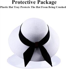 img 2 attached to UPF 50+ Wide Brim Summer Beach Sun Hat For Women: Chic Straw Cloche Style