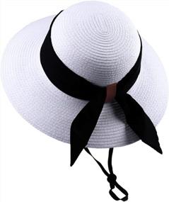 img 3 attached to Летняя пляжная шляпа от солнца с широкими полями UPF 50+ для женщин: шикарный стиль соломенной шляпы