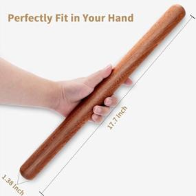 img 3 attached to Aisoso Wood Rolling Pin: Extra Long Thickened Dough Roller for Baking, Multipurpose Wooden Kitchen Tool (17.7 X 1.38 inches, Natural)