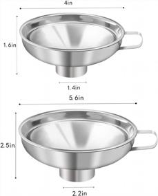 img 2 attached to Набор воронок из нержавеющей стали для банок - 2 упаковки (5,5 "+ 4") - широкие и обычные горлышки - джем, желе, помидоры, бобы, орехи, сахарная пудра и многое другое - не содержит BPA - можно мыть в посудомоечной машине