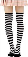 stay stylish and cosy with dazcos striped thigh high socks - perfect for cosplay and everyday wear! logo