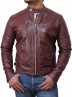 men's genuine leather biker jacket classic - brandslock logo