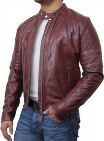 img 3 attached to Men'S Genuine Leather Biker Jacket Classic - BRANDSLOCK