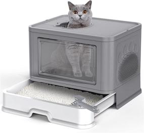 img 4 attached to 🐱 Convenient and Compact: Foldable Fully Enclosed Cat Litter Box with Top Entry, Storage, Deodorization, and Easy Cleaning, Includes Cat Shovel and Rubbing Device