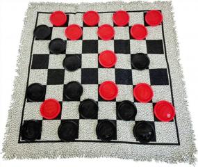 img 4 attached to Family Fun With Yuanhe 3-In-1 Giant Checker Set: Tic Tac Toe, Reversible Rug & More!