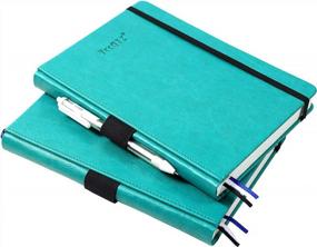 img 3 attached to Thick Hardcover Notebook/Journal With A5 120Gsm Premium Paper, College Ruled Bound Notebook With Pen Holder, SkyBlue Leather, 3 Ribbon Marker, Inner Pocket, 8.4 X 5.7 In