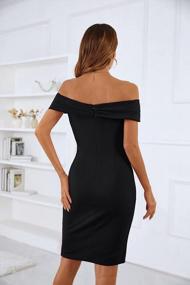 img 2 attached to KANCY KOLE Women'S Ruffles Off The Shoulder Hide Belly Fat Bodycon Cocktail Dress Elegant Wedding Guest Midi Dresses