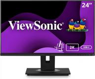 🖥️ viewsonic vg2455-2k-cr: premium 2k monitor with displayport, ergonomics, blue light filter, and flicker-free technology logo