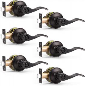 img 4 attached to Probrico Wave Style Privacy Door Levers Keyless Handles For Bedroom Or Bathroom Oil Rubbed Bronze Leversets Interior Locksets,Left/Right Handed, 6 Pack