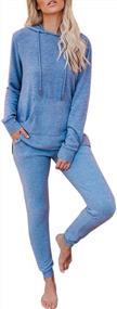 img 4 attached to 2 Piece Women'S Lounge Set- Long Sleeve Hoodie And Drawstring Sweatpants Perfect For Jogging And Relaxation