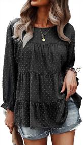 img 4 attached to PRETTYGARDEN Women'S Summer Loose Chiffon Blouse Mesh Long Sleeve Casual Round Neck Peplum Tops