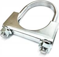 chrome double edge saddle muffler clamp 2 1/4" - heavy duty and open, ideal for secure exhaust system installation logo