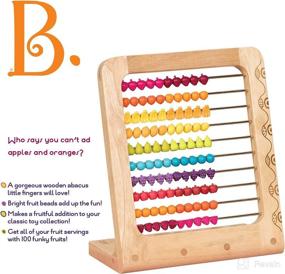 img 1 attached to 🍎 Two-ty Fruity! Wooden Abacus Toy: A Classic Math Game for Early Childhood Education & Development with 100 Fruit Beads - B. toys by Battat B. toys