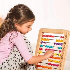 img 3 attached to 🍎 Two-ty Fruity! Wooden Abacus Toy: A Classic Math Game for Early Childhood Education & Development with 100 Fruit Beads - B. toys by Battat B. toys