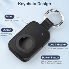 img 2 attached to Portable Wireless Charger Compatible For Apple Watch Series 8/UItra/7/6/5/4/3/2/SE/Nike, Compact Magnetic IWatch Charger 1000MAh Extra Power Bank Keychain Style Gift Your Father Mother Birthday-Black
