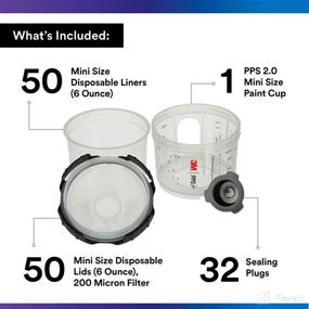 img 3 attached to 🎨 3M PPS 2.0 Spray Gun Cup Kit - Mini (6 Ounces) with 200-Micron Filter - Ideal for Cars, Furniture, House, and More - Includes 1 Paint Cup, 50 Disposable Lids and Liners, 32 Sealing Plugs - Color: White