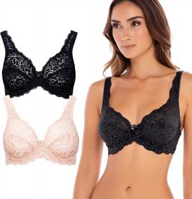 img 4 attached to Stretch Lace Underwire Bras Set Of 2 - No Padding For Comfortable Support