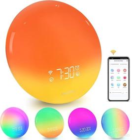 img 4 attached to 🌅 Sprening Hue Sunrise Wake-Up Alarm Clock - Alexa-Compatible, Dual Alarms Snooze, White Noise Machine, Mood Light Therapy Lamp for Bedrooms, Ideal for Kids and Heavy Sleepers