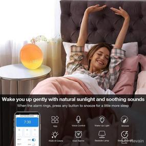 img 3 attached to 🌅 Sprening Hue Sunrise Wake-Up Alarm Clock - Alexa-Compatible, Dual Alarms Snooze, White Noise Machine, Mood Light Therapy Lamp for Bedrooms, Ideal for Kids and Heavy Sleepers