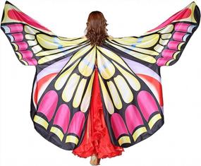 img 4 attached to Красочные крылья бабочки для выступлений танца живота на вечеринках в честь Хэллоуина и Рождества - костюмы для выступлений MUNAFIE