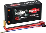 hoovo 2s 100c 6000mah 7.6v rc shorty lipo battery high-voltage hard case with deans t connector for rc 1/8 1/10 scale vehicles car trucks boats(4mm bullet) logo