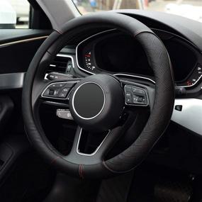 img 4 attached to KAFEEK Steering Universal Microfiber Anti Slip Interior Accessories ~ Steering Wheels & Accessories