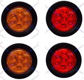 img 4 attached to Set of 4 PC 2-Inch Round LED Light Side Marker Clearance with Rubber Grommet for Trailers - 2 Red and 2 Amber [7 LEDs] [IP 67]
