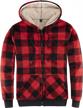 sherpa fleece-lined plaid flannel hoodie jacket for women - zip-up, hooded sweatshirt jackets by thcreasa logo