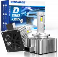 suparee led headlight bulbs d1s/d1r, 6000k white, 70w 12000lm bright conversion kits for high low beam, plug and play to original hid ballast, pack of two logo