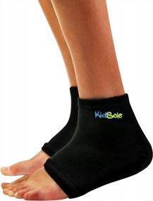 img 1 attached to Kids Gel Sports Socks For Heel Sensitivity From Severs Disease, Plantar Fasciitis - US Kids Sizes 2-7 (Black)