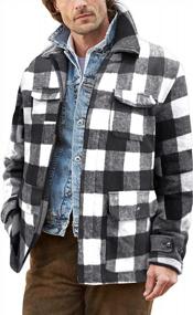 img 4 attached to Men'S Flannel Quilted Shirt Jacket Fleece Buffalo Plaid Thermal Winter Coat