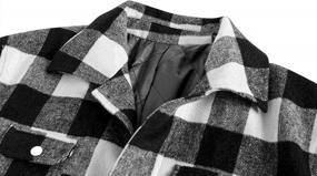 img 3 attached to Men'S Flannel Quilted Shirt Jacket Fleece Buffalo Plaid Thermal Winter Coat