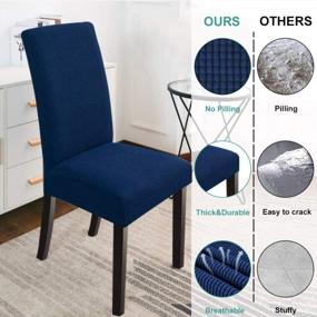 img 1 attached to Набор из 4 темно-синих чехлов на стулья для столовой - стильные чехлы на кухонные стулья для GoodtoU (темно-синий)