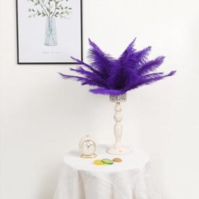 img 4 attached to Stunning 24Pc Bulk Ostrich Feather Set - Perfect For Christmas, Halloween, Weddings And More In Gorgeous Purple Hues!