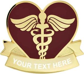 img 2 attached to Engravable Medical Doctor Caduceus Heart Nursing Pin - PinMart
