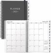 2023 planner with monthly tabs, weekly & monthly pages, a5 size - wire binding calendar, school & work notebook, black logo
