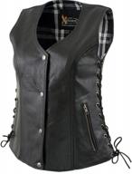 women's x-large black leather "flannel" vest with snap button closure - xelement xs4505 logo