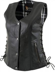 img 4 attached to Women'S X-Large Black Leather "Flannel" Vest With Snap Button Closure - Xelement XS4505