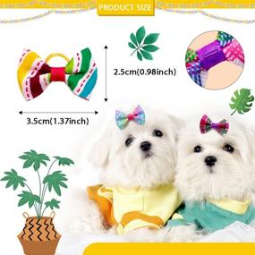 img 1 attached to 🎀 100Pcs/50Pairs Dog Hair Bows by Mruq - Cute Small Dog Hair Bows with Rubber Bands for Grooming Accessories. Handmade Mini Dog Bows Ribbon Fabric for Pet Puppy Yorkie. Supplies Included.